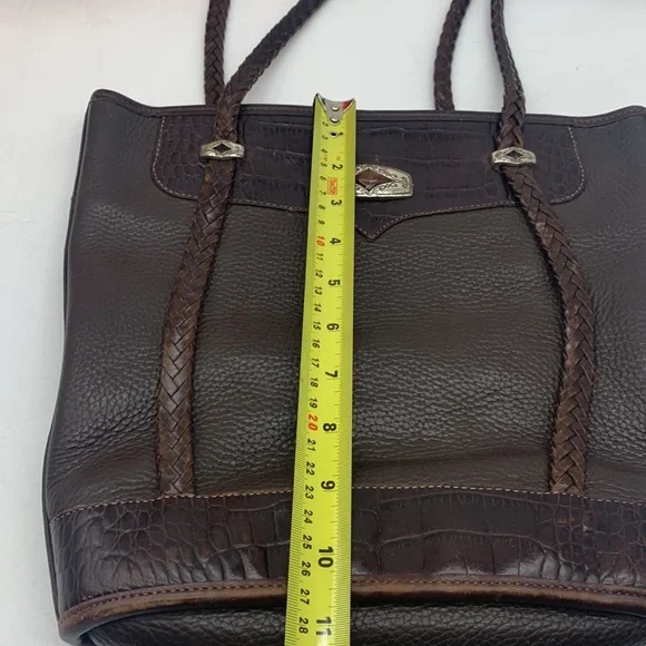 Brighton Vintage Brown Leather Braided Shoulder Bag BRN5279C - Picture 10 of 13
